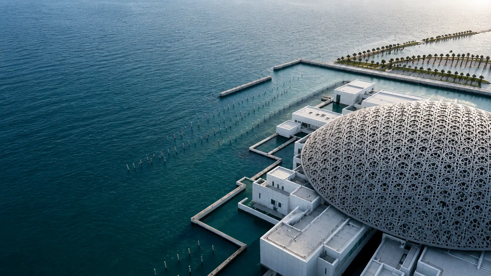 Aerial view of the Louvre Abu Dhabi